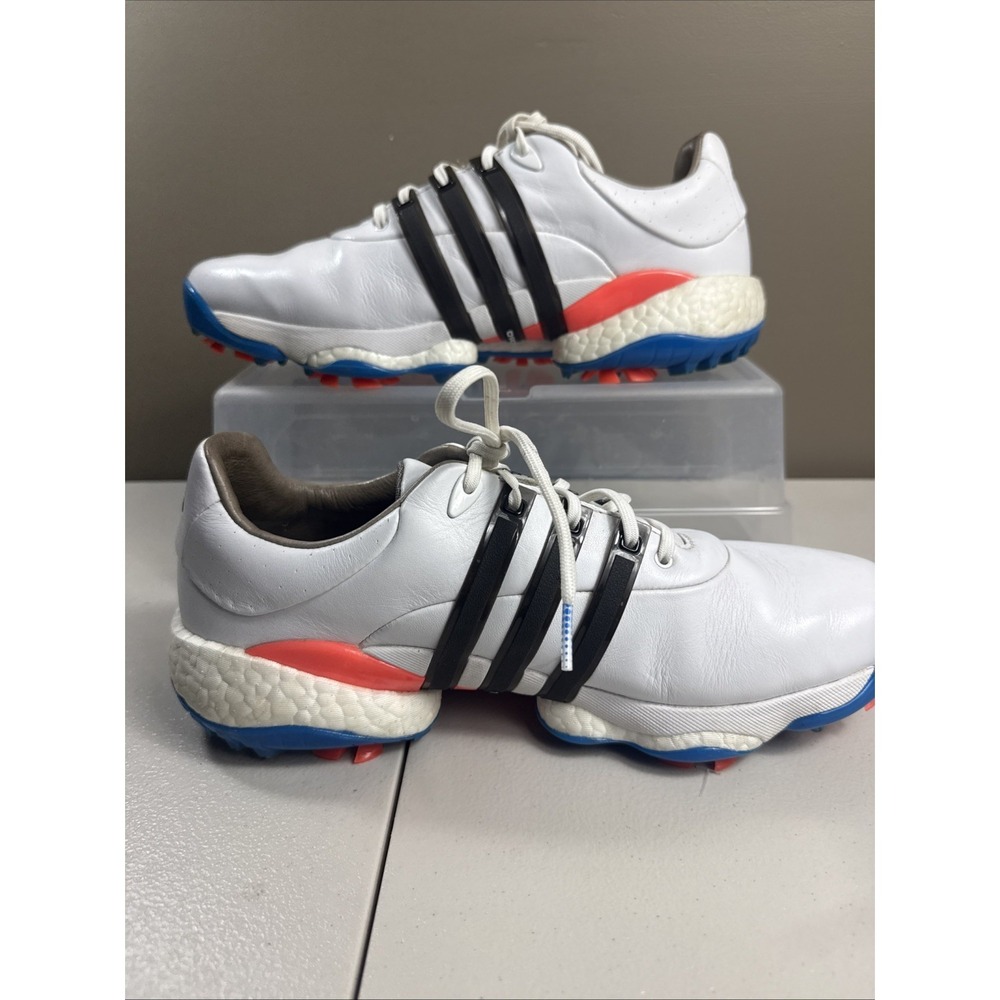 Adidas Original TOUR 360 22 Golf Cleats White Blue Rush Mens Size 10 GV7244 NICE